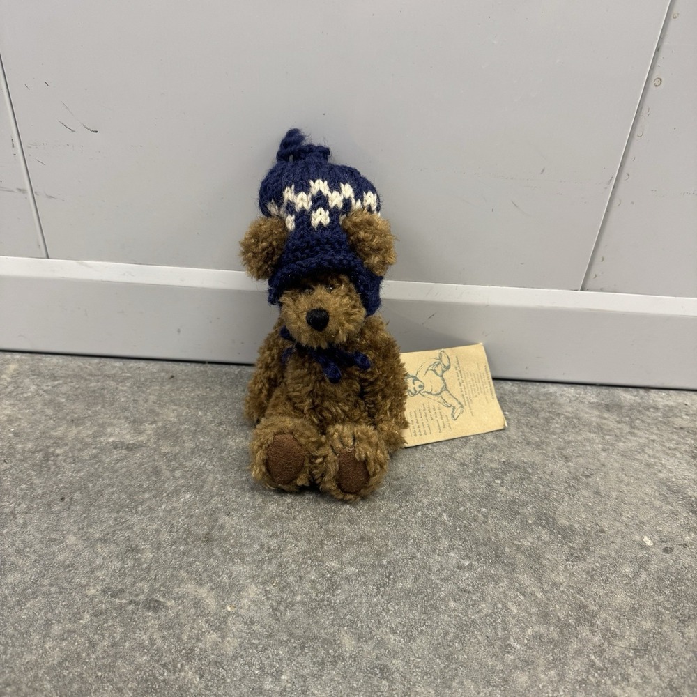 VTG Boyds Bears Boris Berriman Jointed 7" Brown Bear Plush Knit Hat 918021